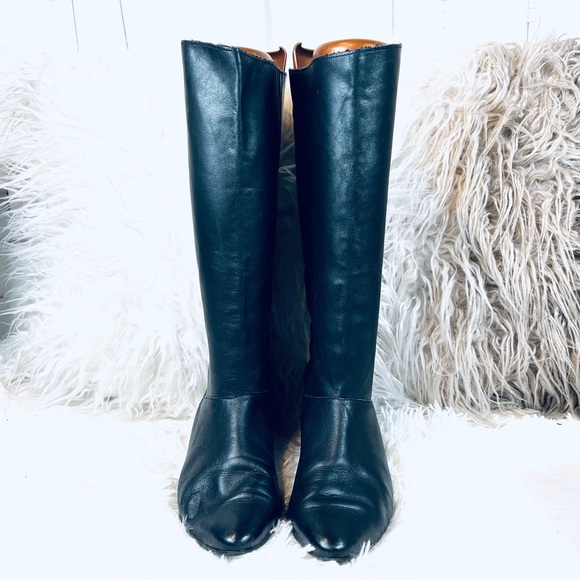 Vintage Boho Biker CHIC Black Riding Back Seam Leather Calf Boots sz 7M - Picture 3 of 12